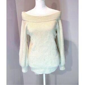 Alpaca Cream Off-Shoulder Sweater